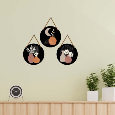 Modern Boho Round Hanging Wall Decor for Living Room, Bedroom, and Office Decor